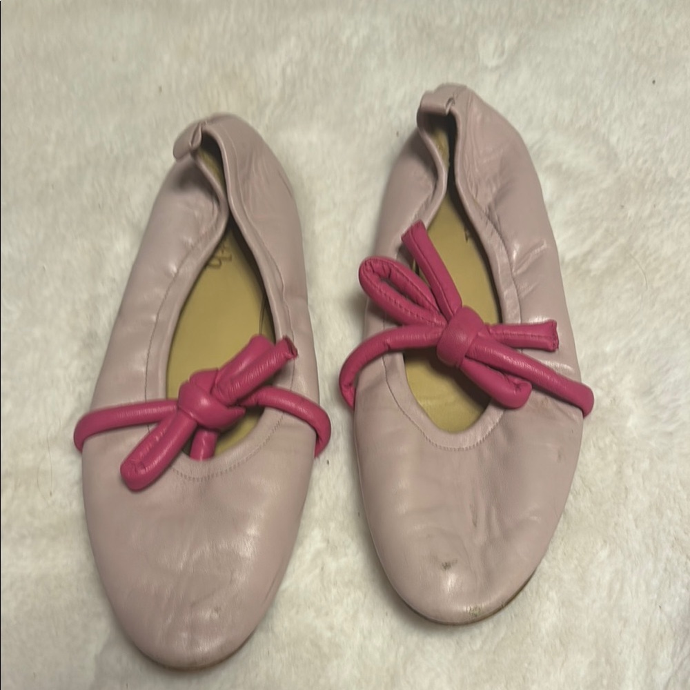 Charming Pink flats  with Soft Material and Playful leather Ribbon Laces